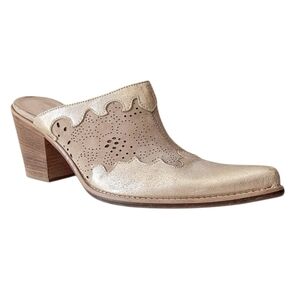 Sundance Western Gold Suede Leather Pointed Toe Mules Cowgirl 9 - 9.5  EU 40